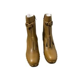 Ulla Johnson NWT Norah Tassel Ankle Boot In Tapenade Sz 39.5 Leather Heel Shoes